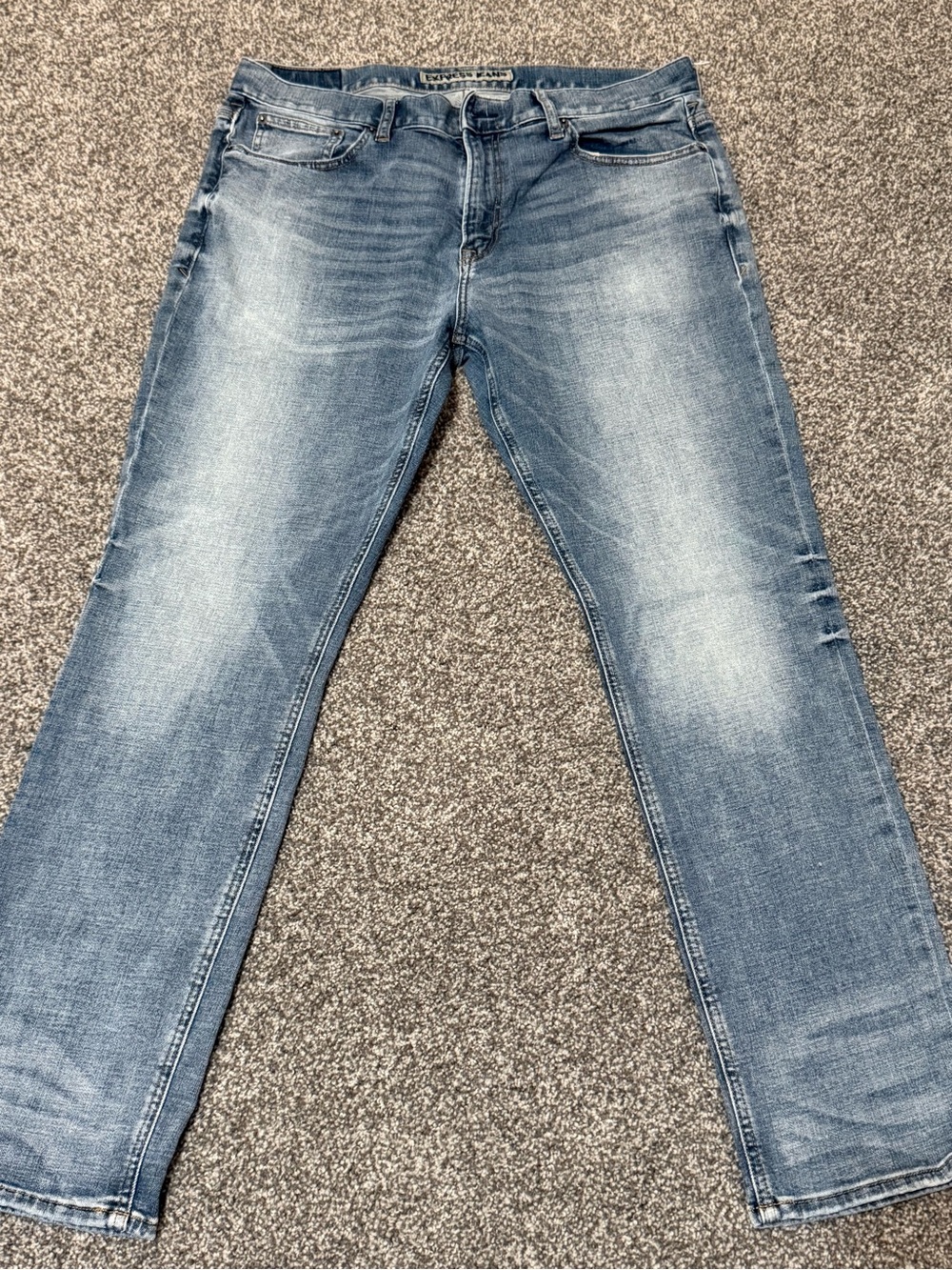 Express Men's Faded Blue Straight Jeans